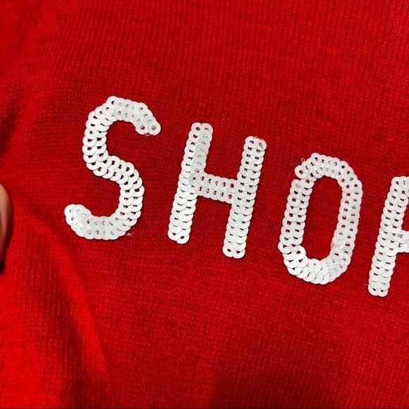 WILDFOX Shopping Is My Cardio Angora Blend Crewneck Sweater in Red S - Picture 9 of 10